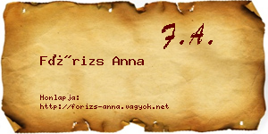 Fórizs Anna névjegykártya