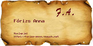 Fórizs Anna névjegykártya