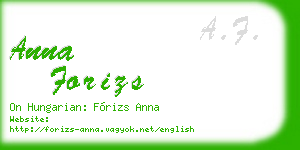 anna forizs business card
