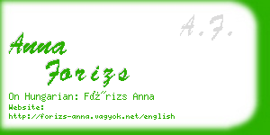 anna forizs business card